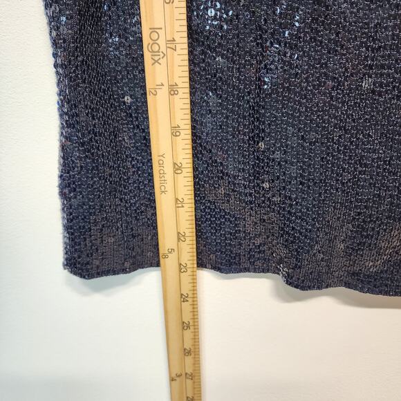 Carmen Marc Valvo Sequin Top Size M Blue Sleeveless Round Neck Evening Art Deco - Picture 10 of 13